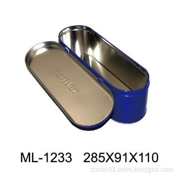 rectangular tin box, metal box, cookie box
